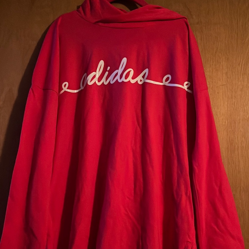 Adidas long sleeve hooded T-shirt size med 10/12.